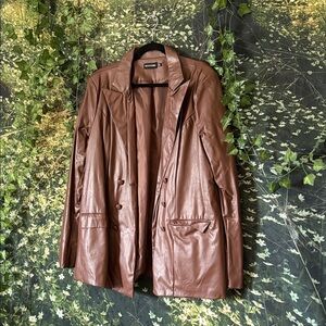 PrettyLittleThing Brown Leather Jacket